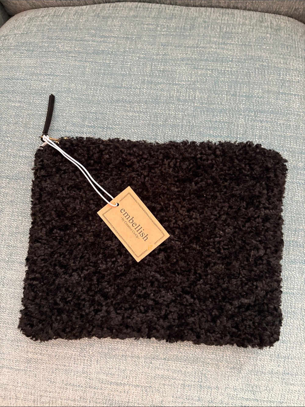 Creative Co-Op Black Sherpa Zip Pouch